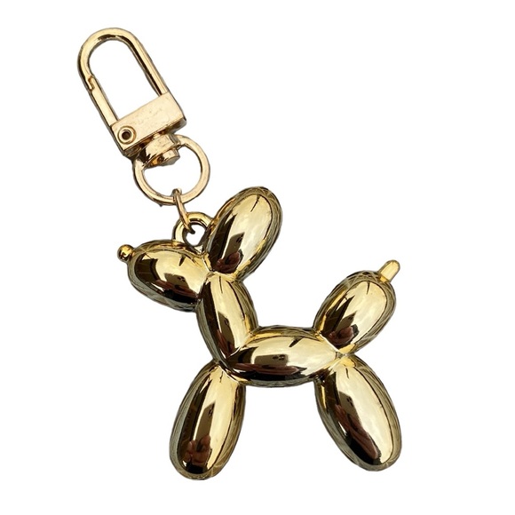 Gold Balloon Dog Bag Charm Keychain - Picture 3 of 11